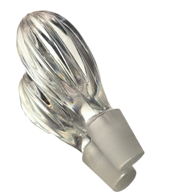 Mid 20th Century Cane Molded Clear Glass Crystal Decanter Poland For Sale - Image 5 of 10