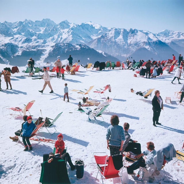Mid-Century Modern Slim Aarons, Verbier Vacation, Estate Stamped Photographic Print For Sale - Image 3 of 3