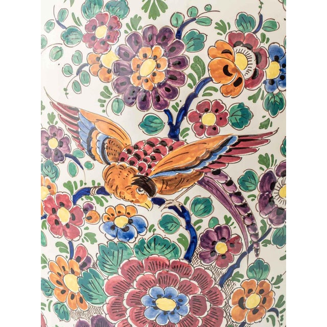 Vintage Hand-Painted Chinoiserie Polychrome Delft Vases from Velsen, 1950s-1960s, Set of 2 For Sale - Image 13 of 18