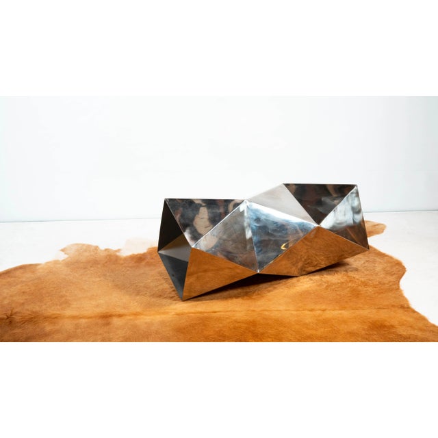 Late 20th Century Modernist Geometric 'Origami' Metal Sculptural Pedestal For Sale - Image 9 of 16