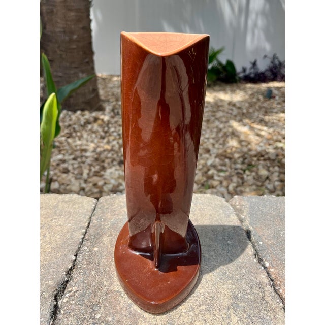 Ceramic Mid-Century Roseville Mayfair Brown Art Pottery Vase 1004-9 For Sale - Image 7 of 10