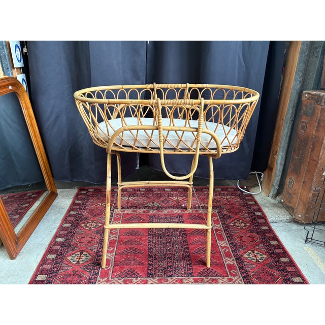 Vintage Rattan Cradle, 1960s For Sale - Image 15 of 15