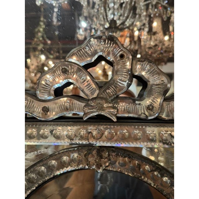 Antique Venetian Etched Mirror For Sale - Image 4 of 8
