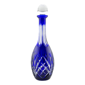Vintage German Cobalt Blue Crystal Wine Decanter – Heavy Lead Crystal – 28 Oz
