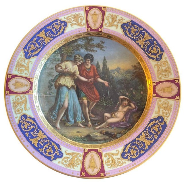 Traditional Collection of 6 Royal Vienna Porcelain Plates W/ Hand-Painted Scenes. Late 19th. For Sale - Image 3 of 11