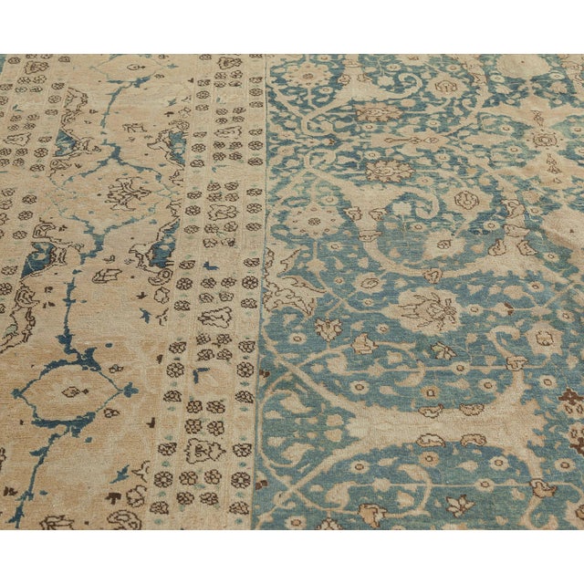 Fine Antique Persian Tabriz Handmade Wool Carpet For Sale - Image 4 of 8
