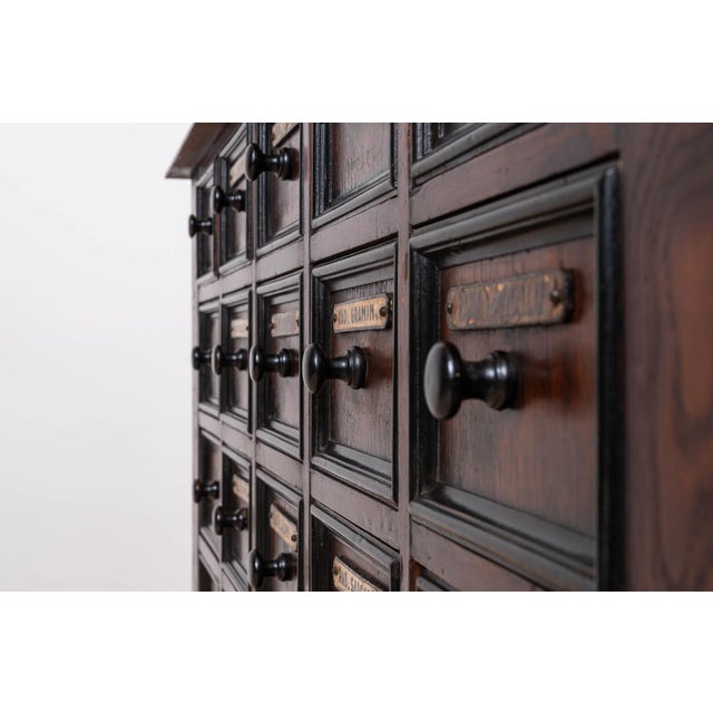 1920s 20th Century Apothecary Chest of Drawers in Oak Wood, 1920s For Sale - Image 5 of 11