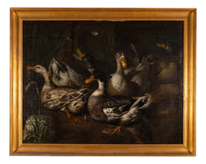 School of Monsù Aurora, Still Life with Ducks, 19th Century, Oil on Canvas