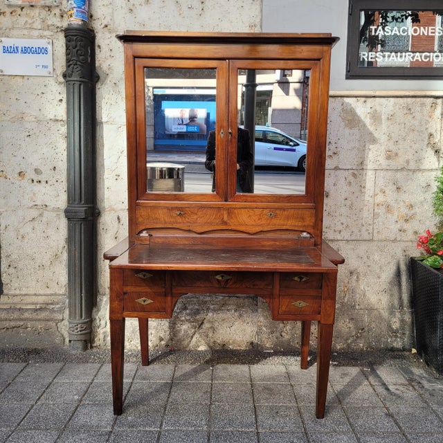 Black Directoire Bonheur du Jour Desk in Mahogany and Leather, France, 19th Century For Sale - Image 8 of 18