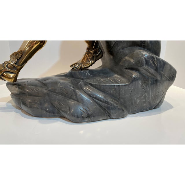 Late 20th Century Bronze Nude Mercury Figural Sculpture on Stone Base For Sale - Image 11 of 11