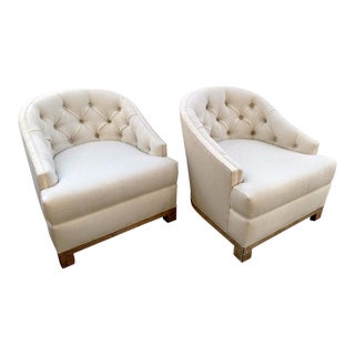 Viceroy Hotel, Hollywood Regency Tufted Barrel-Backed Chairs, Miami, Fl - a Pair For Sale