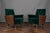 Hungarian Art Deco Lounge Chairs in Green Velvet with Wooden Side Panels and Casters, 1930s, Set of 2 For Sale - Image 3 of 5