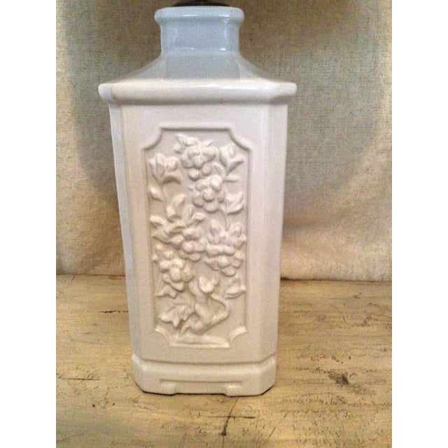 Vintage Blanc De Chine pair of Table Lamps. 1960’s-70’s. Simple and elegant with floral motifs. They have been completely...