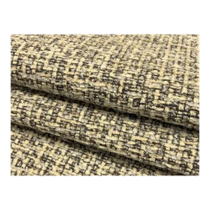Designer Chunky Grey Cream MCM Mid Century Modern Tweed Chenille Upholstery Fabric