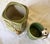 Two vintage Asian ceramic planters/catchalls with green bamboo motifs. The larger includes a frog while the smaller...