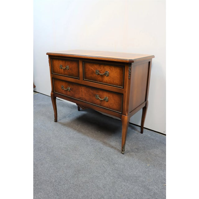 Late 20th Century Louis XV Cherry & Burlwood Commode For Sale - Image 5 of 9