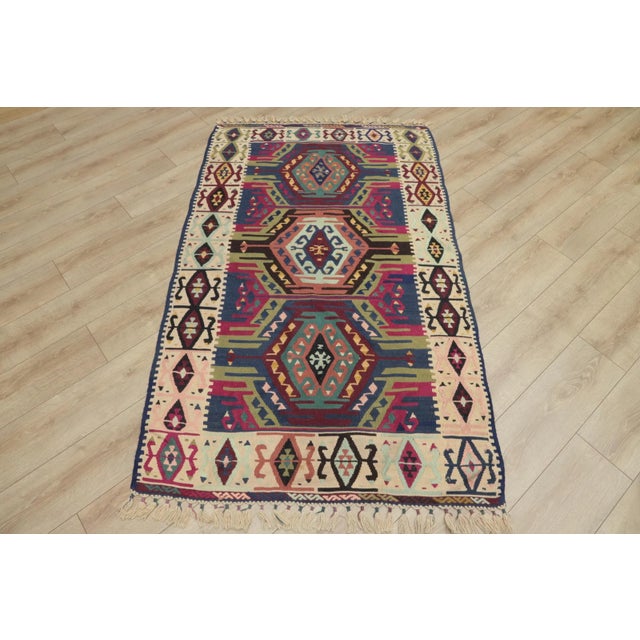 1960s Tribal Rainbow Geometric Hand Knotted Luxury Rug For Sale - Image 13 of 13