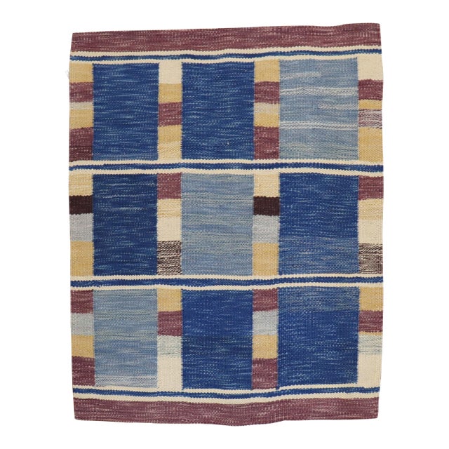 Vintage Zabihi Collection Scandinavian Abstract Kilim - 3' x 3'7" For Sale