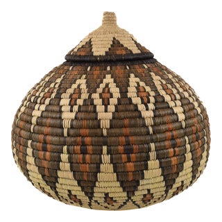 South African Contemporary Lidded Basket For Sale