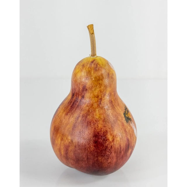 Burnt Orange Mid 20th Century Carved Alabaster Stone Decorative Fruit Pear For Sale - Image 8 of 8