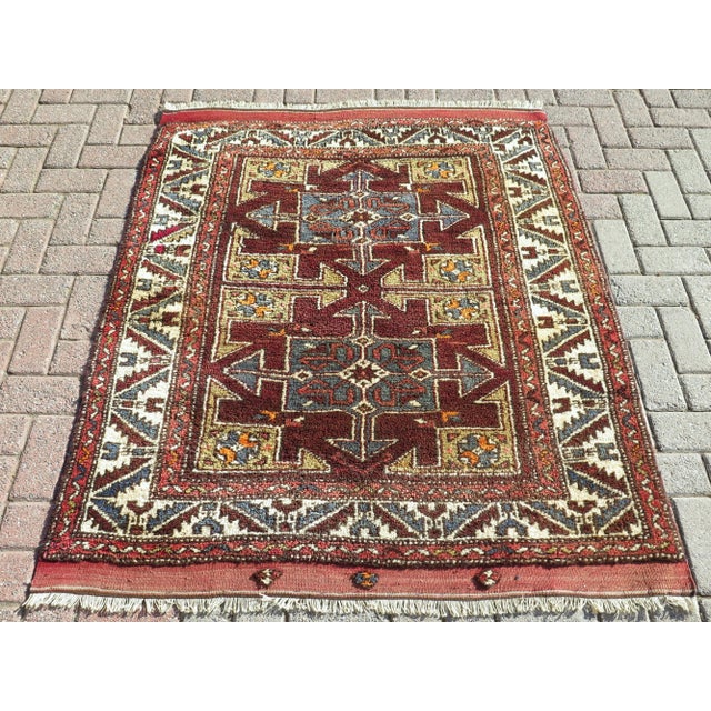 Mid 20th Century Mid 20th Century Small Turkish Vintage Carpet Wool Area Rug For Sale - Image 11 of 11