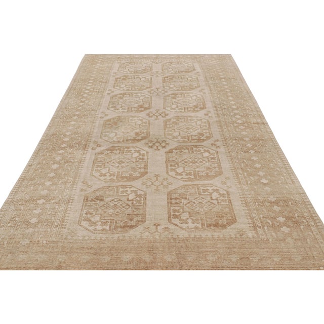 Rug & Kilim Vintage Ersari Rug With Beige-Brown Geometric Medallions, From Rug & Kilim For Sale - Image 4 of 8