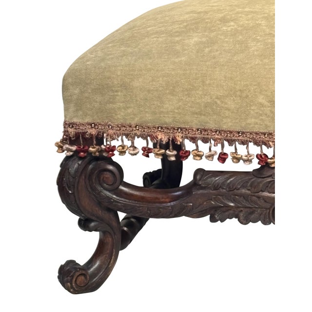 French French Restauration Style Walnut Upholstered Bench, Circa 1900 For Sale - Image 3 of 6