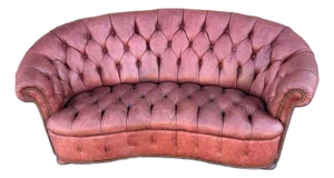 Vintage Curved Leather Chesterfield Sofa