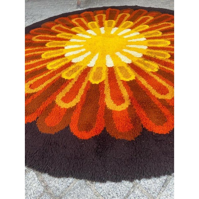 Vintage French Hand-Knotted Cogolin Round Rug, 1960s For Sale - Image 14 of 18