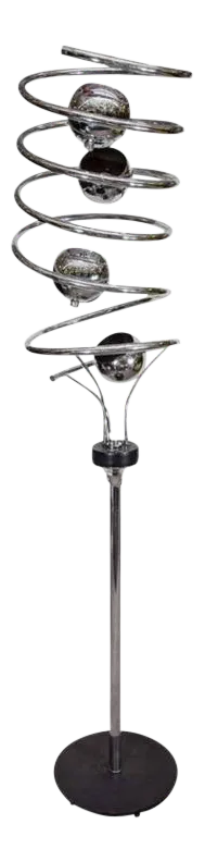 1970s Italian Chrome Spiral Floor Lamp