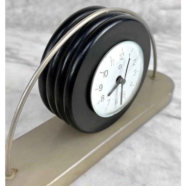 Vintage Art Deco Italian Alabaster Mantle Clock For Sale - Image 9 of 13