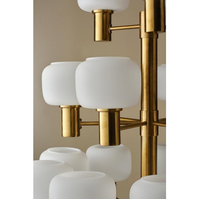 Gold Swedish Brass Chandelier attributed to Fagerhults, 1960s For Sale - Image 8 of 10