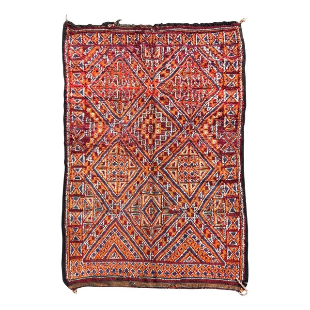 Vintage Boujad Berber Rug with Geometric Tribal Masterpiece, 1990s For Sale