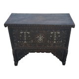 Moroccan Mother of Pearl Wooden Trunk, Storage Space For Sale