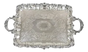 Vintage Sheffield Victorian Style Silver Plated Rectangular Serving Platter Tray