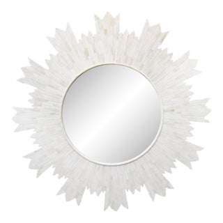 Vintage White Sunray Mirror For Sale