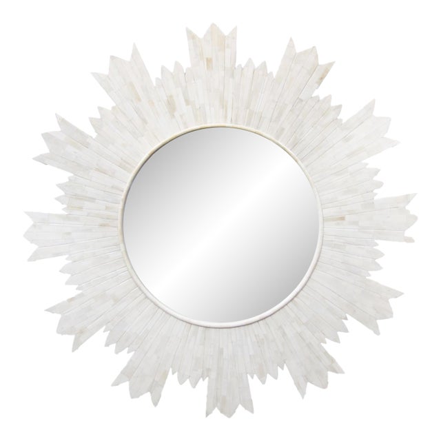 Vintage White Sunray Mirror For Sale