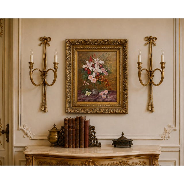 Late20C French Maker Louis XVI Gilt Bronze Sconces Wall Lamps-Pair For Sale - Image 16 of 18