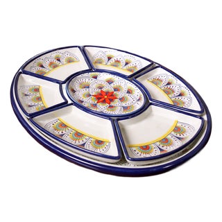 Intreccio Antipastiera (Antipasto Platter) | Hand-Painted Italian Serving Platter From Deruta - 8 pcs For Sale