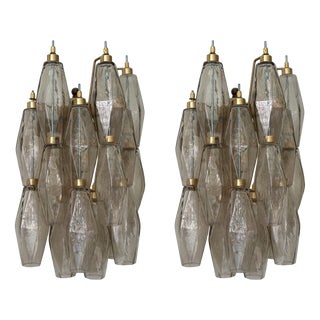 Wall Lamps with Handmade Beige Murano Glass Prisms, Set of 2 For Sale