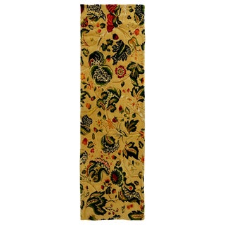 Rug & Kilim's Tudor-Inspired Cream and Green Wool Floral Runner