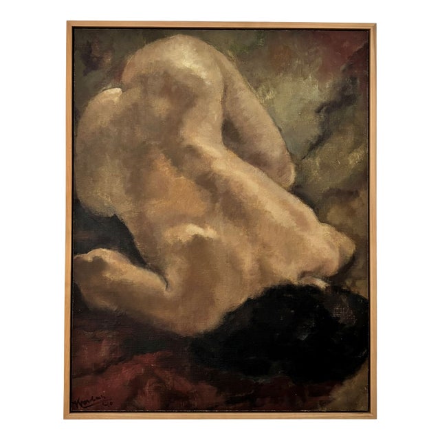 Klaas Mobach, Lying Nude, 1940, Painting on Wood, Framed For Sale