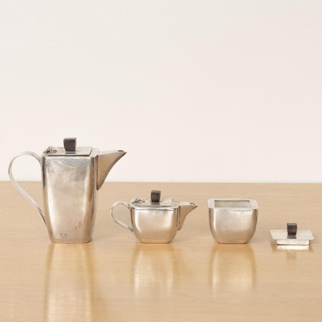 1930s French Art Deco Silverplate Tea Set- 3 Pieces For Sale - Image 9 of 11