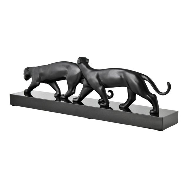 Luc Alliot, Art Deco Panthers Sculpture, 1930, Bronze on Marble Base For Sale - Image 11 of 13