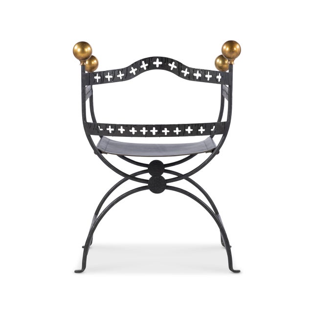 French Tara Shaw for Century Furniture Dante Iron Savonarola Chair For Sale - Image 3 of 7