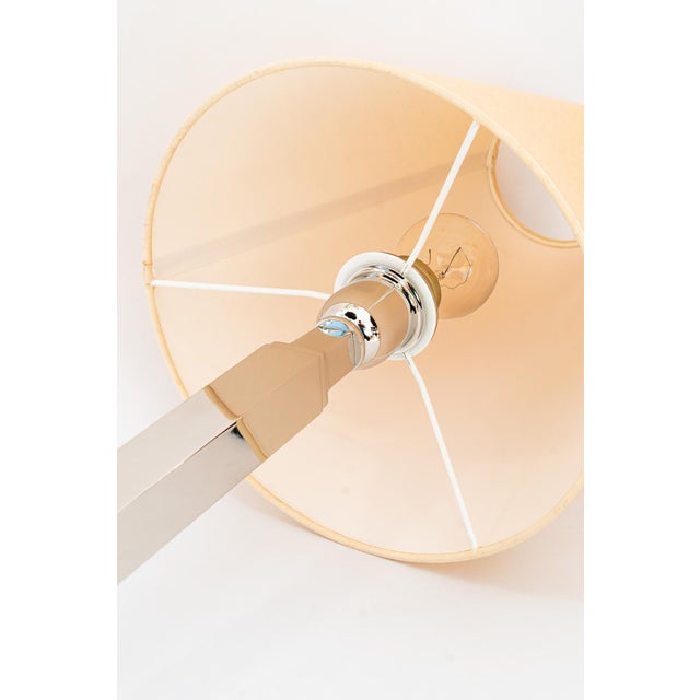 Nickel Table Lamp with Fabric Shade Vienna, Austria, 1920s For Sale - Image 15 of 18