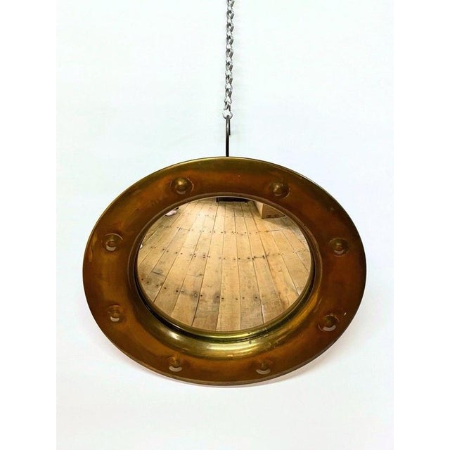 Original English Brass Convex Porthole Mirror Material: Brass, Convex Mirror Glass A charming original English brass...