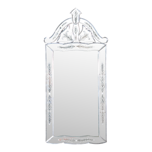 Vintage Venetian Style Etched Glass Rectangular Wall Mirror