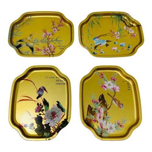 Vintage Enameled Chinoiserie Appetizer/Dessert Plates Made in