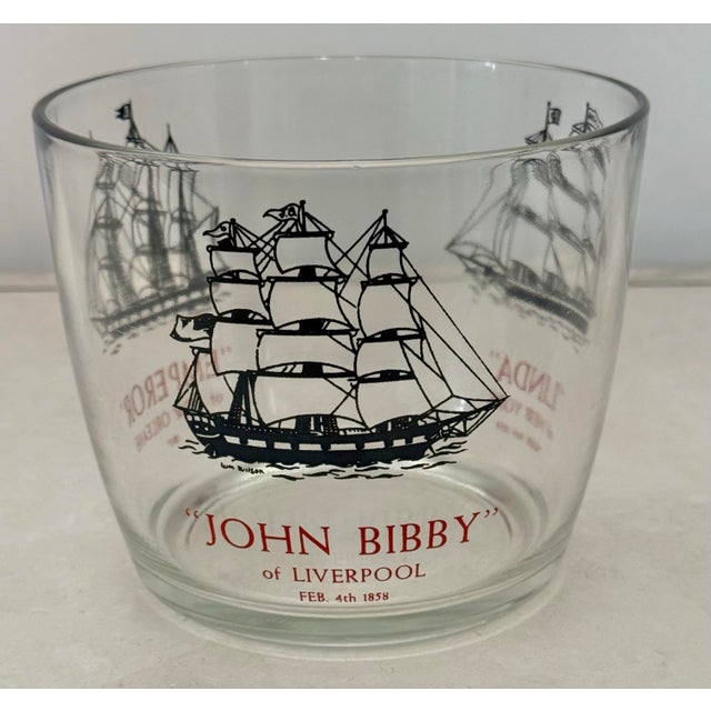 Charming vintage Nautical clipper ship glass bowl. Versatile and useful, perfect to chill wine or hold ice. Please see...